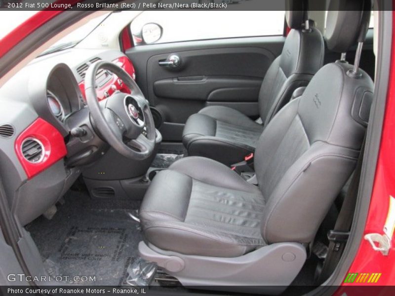 Rosso Brillante (Red) / Pelle Nera/Nera (Black/Black) 2012 Fiat 500 Lounge
