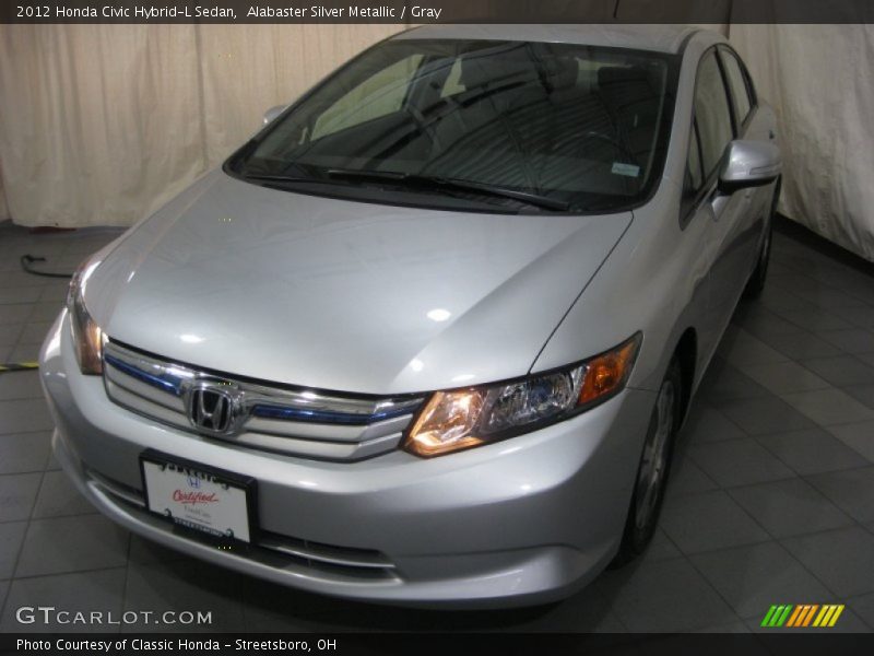 Alabaster Silver Metallic / Gray 2012 Honda Civic Hybrid-L Sedan