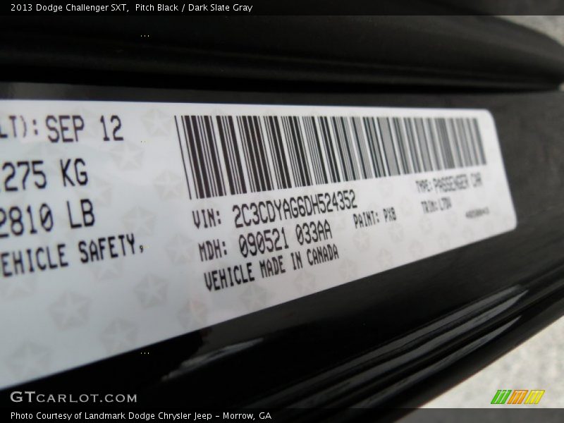 Pitch Black / Dark Slate Gray 2013 Dodge Challenger SXT