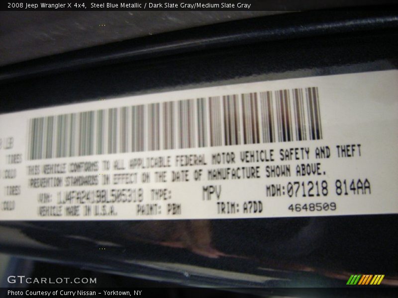 Steel Blue Metallic / Dark Slate Gray/Medium Slate Gray 2008 Jeep Wrangler X 4x4
