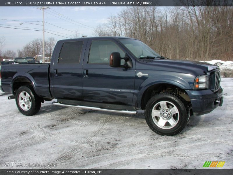 True Blue Metallic / Black 2005 Ford F250 Super Duty Harley Davidson Crew Cab 4x4