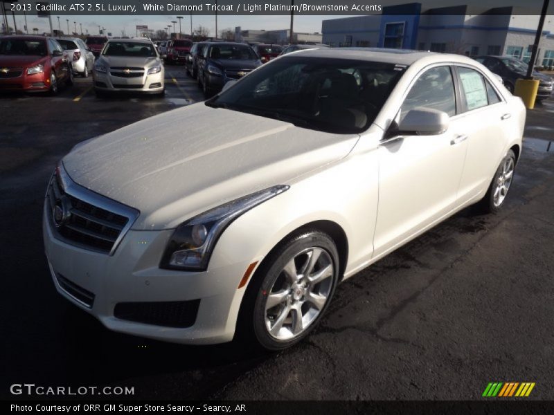 White Diamond Tricoat / Light Platinum/Brownstone Accents 2013 Cadillac ATS 2.5L Luxury