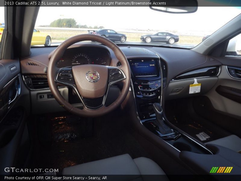 White Diamond Tricoat / Light Platinum/Brownstone Accents 2013 Cadillac ATS 2.5L Luxury