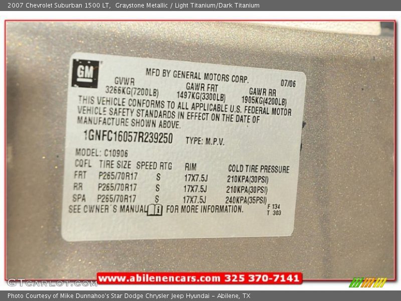Graystone Metallic / Light Titanium/Dark Titanium 2007 Chevrolet Suburban 1500 LT