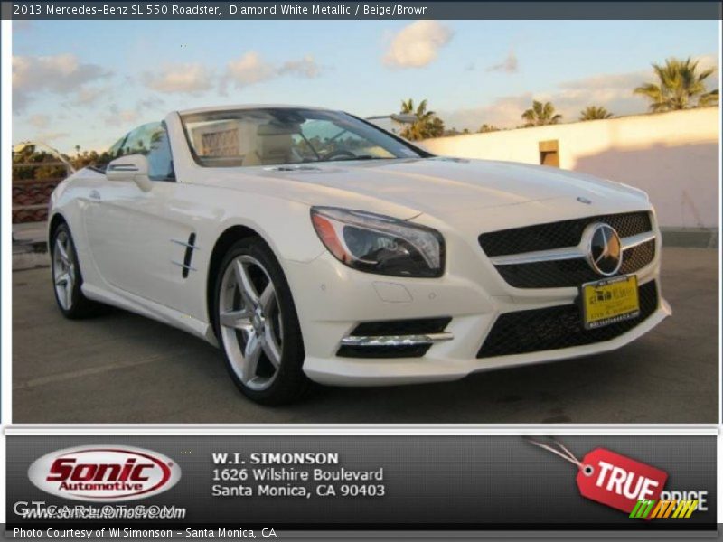 Diamond White Metallic / Beige/Brown 2013 Mercedes-Benz SL 550 Roadster