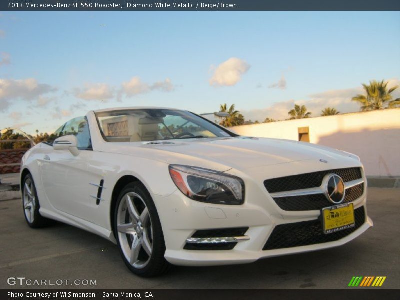 Diamond White Metallic / Beige/Brown 2013 Mercedes-Benz SL 550 Roadster