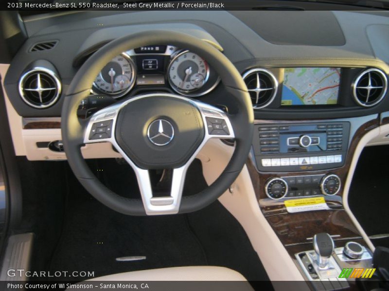 Steel Grey Metallic / Porcelain/Black 2013 Mercedes-Benz SL 550 Roadster