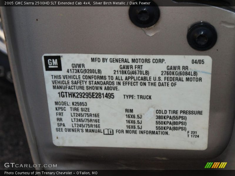 Silver Birch Metallic / Dark Pewter 2005 GMC Sierra 2500HD SLT Extended Cab 4x4