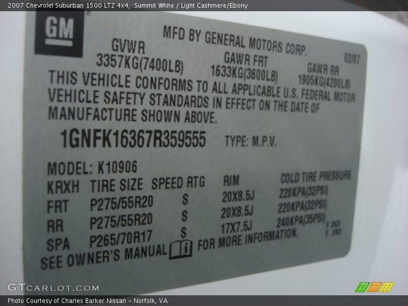 Summit White / Light Cashmere/Ebony 2007 Chevrolet Suburban 1500 LTZ 4x4