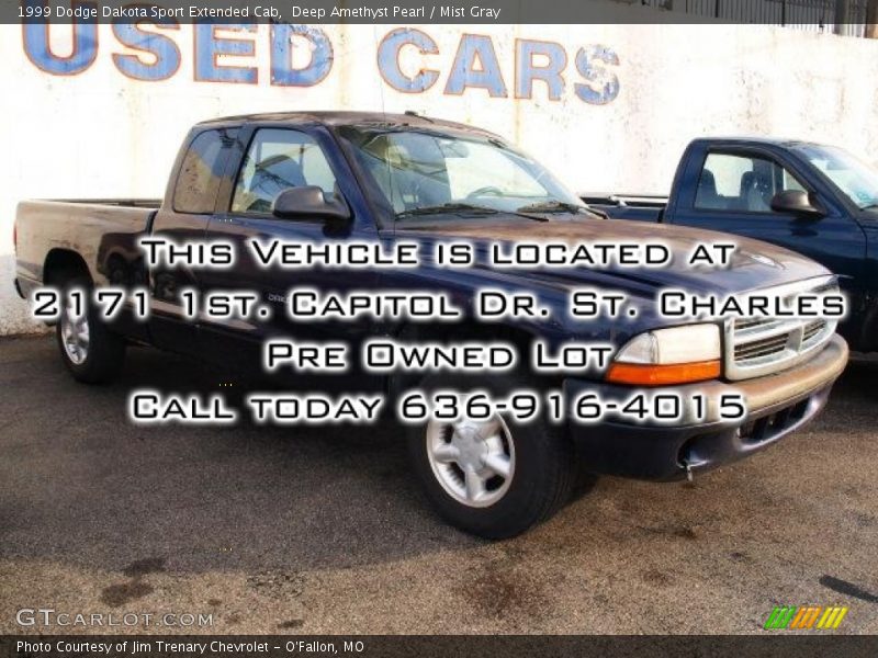 Deep Amethyst Pearl / Mist Gray 1999 Dodge Dakota Sport Extended Cab