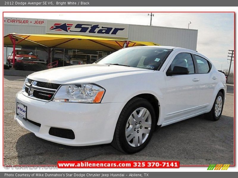 Bright White / Black 2012 Dodge Avenger SE V6