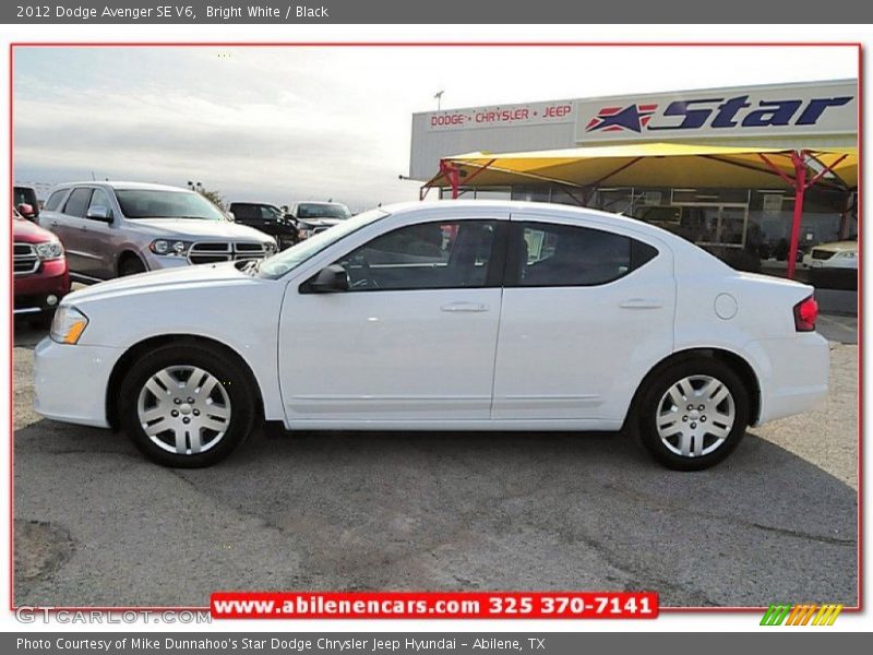Bright White / Black 2012 Dodge Avenger SE V6