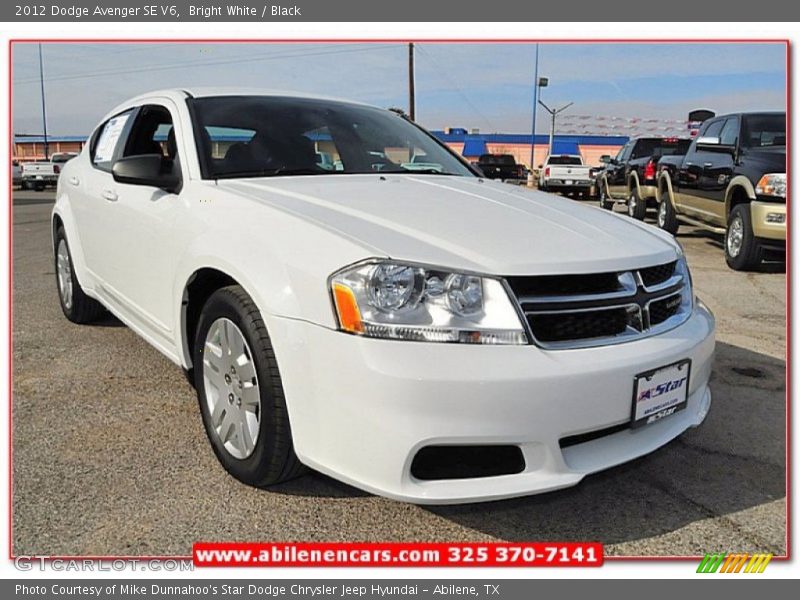 Bright White / Black 2012 Dodge Avenger SE V6