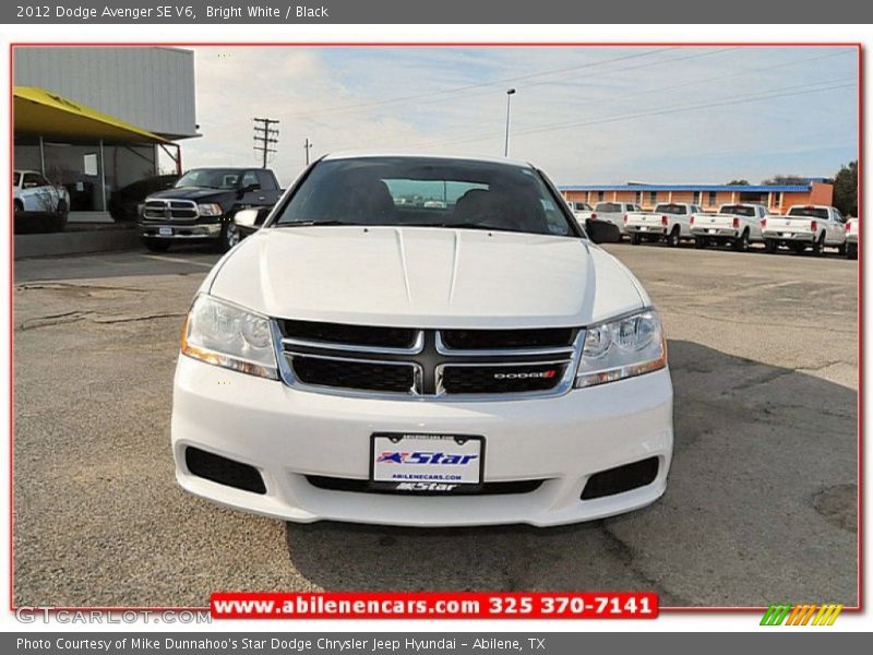 Bright White / Black 2012 Dodge Avenger SE V6