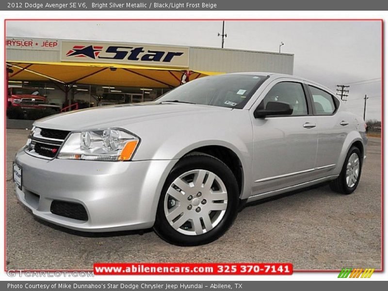 Bright Silver Metallic / Black/Light Frost Beige 2012 Dodge Avenger SE V6