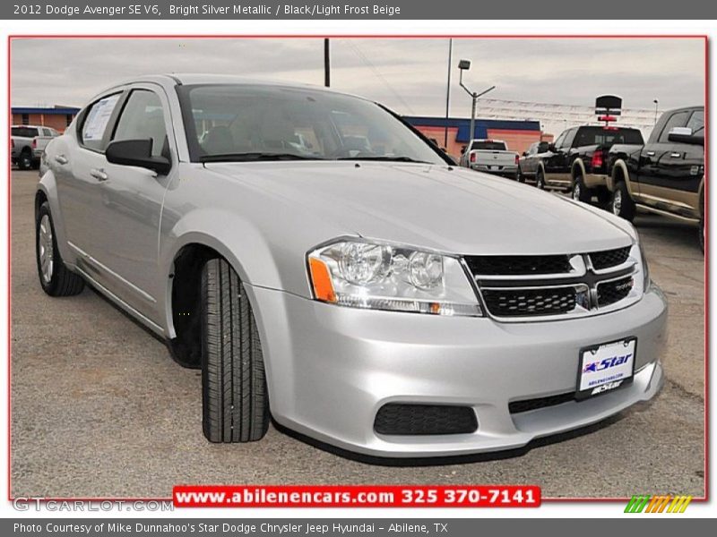 Bright Silver Metallic / Black/Light Frost Beige 2012 Dodge Avenger SE V6