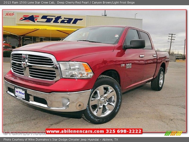 Deep Cherry Red Pearl / Canyon Brown/Light Frost Beige 2013 Ram 1500 Lone Star Crew Cab