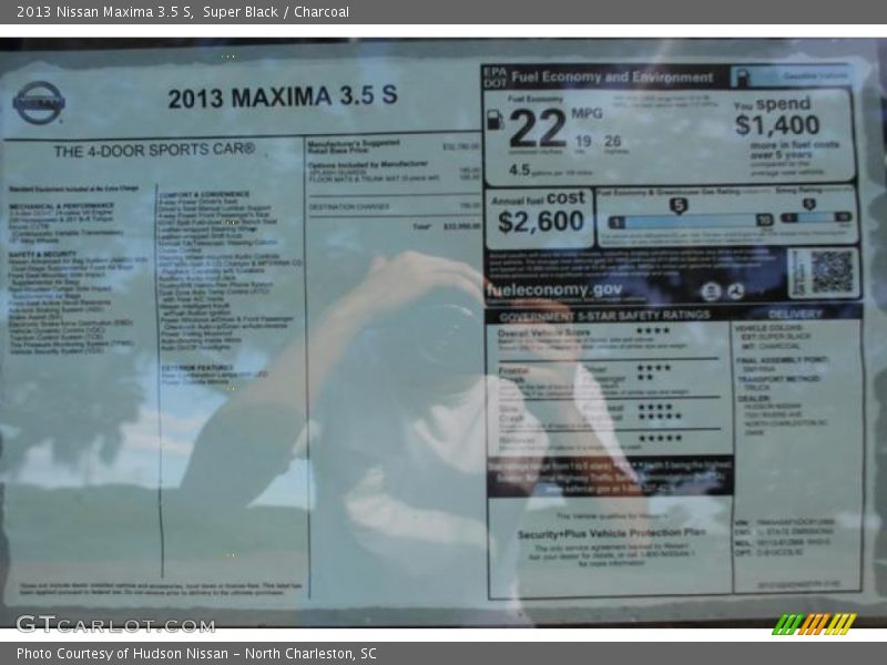Super Black / Charcoal 2013 Nissan Maxima 3.5 S