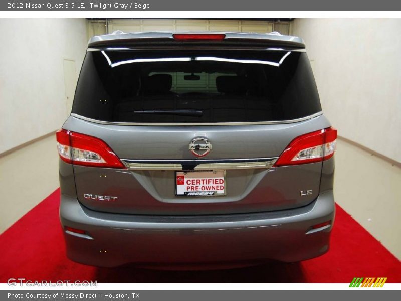 Twilight Gray / Beige 2012 Nissan Quest 3.5 LE