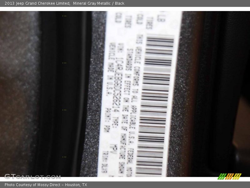 Mineral Gray Metallic / Black 2013 Jeep Grand Cherokee Limited