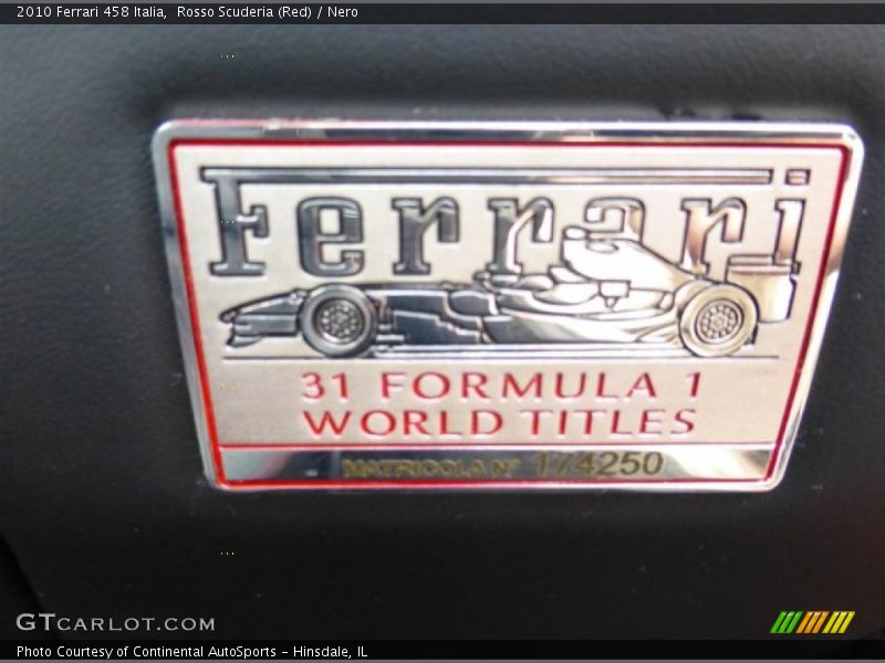Rosso Scuderia (Red) / Nero 2010 Ferrari 458 Italia