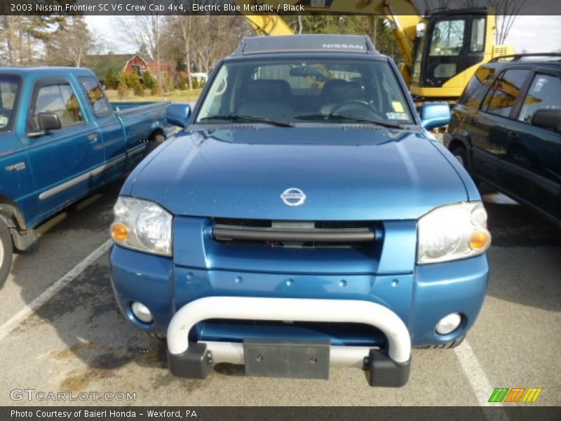 Electric Blue Metallic / Black 2003 Nissan Frontier SC V6 Crew Cab 4x4