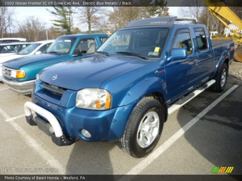Electric Blue Metallic / Black 2003 Nissan Frontier SC V6 Crew Cab 4x4