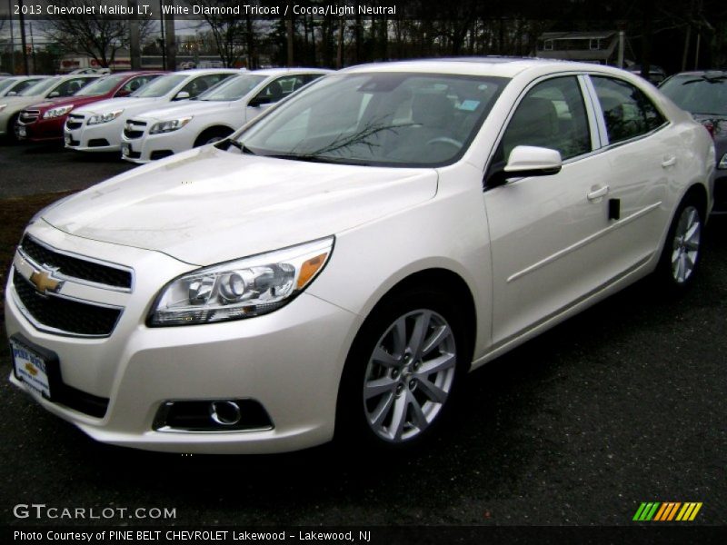 White Diamond Tricoat / Cocoa/Light Neutral 2013 Chevrolet Malibu LT