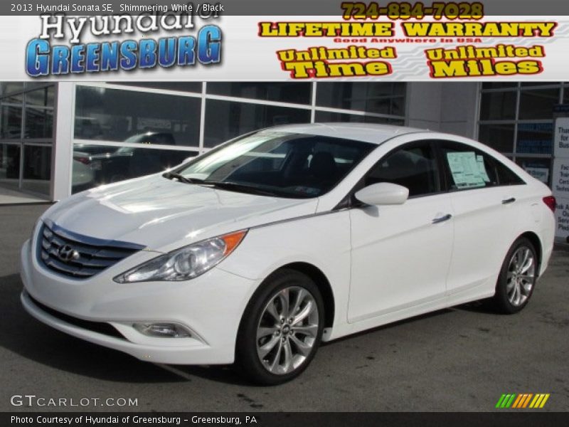 Shimmering White / Black 2013 Hyundai Sonata SE