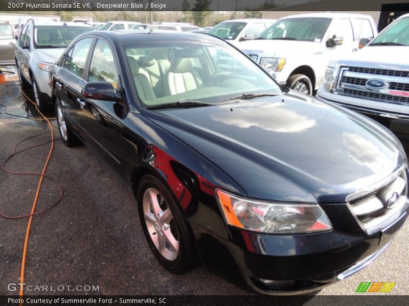 Deepwater Blue / Beige 2007 Hyundai Sonata SE V6