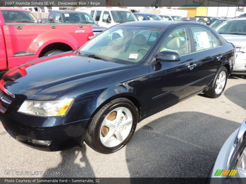 Deepwater Blue / Beige 2007 Hyundai Sonata SE V6