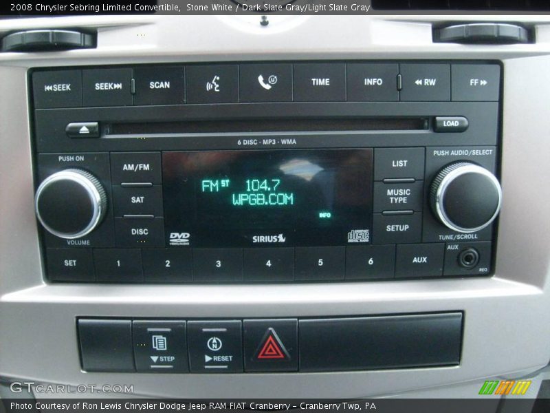 Stone White / Dark Slate Gray/Light Slate Gray 2008 Chrysler Sebring Limited Convertible