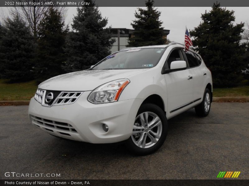 Pearl White / Gray 2012 Nissan Rogue S AWD
