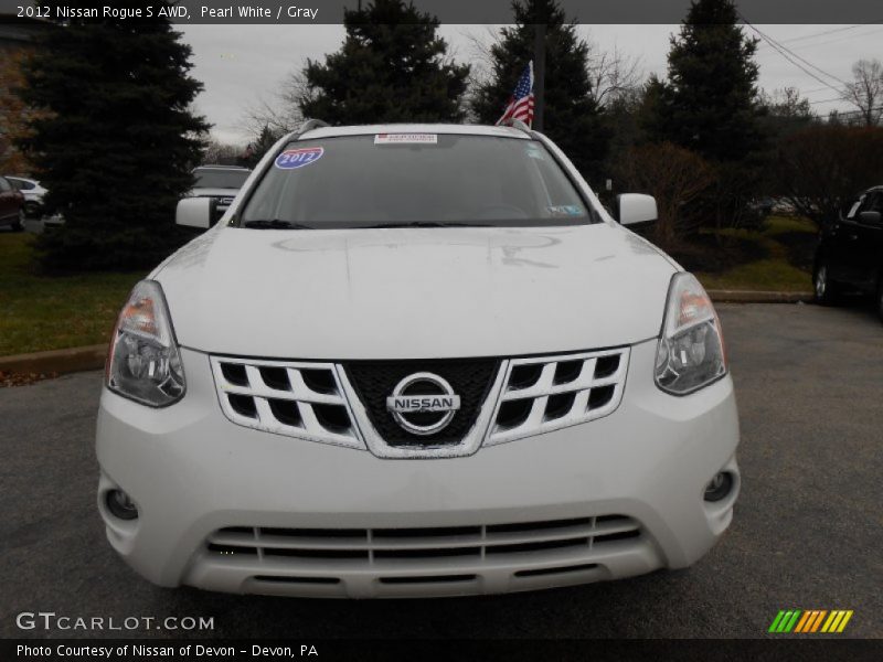 Pearl White / Gray 2012 Nissan Rogue S AWD