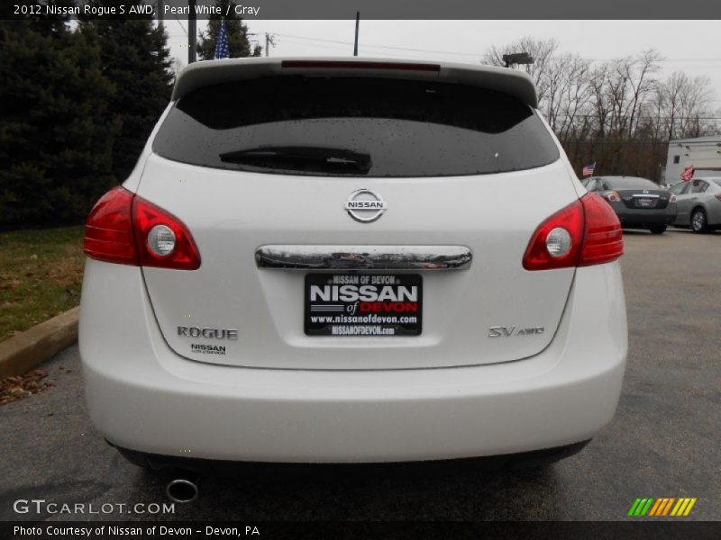 Pearl White / Gray 2012 Nissan Rogue S AWD
