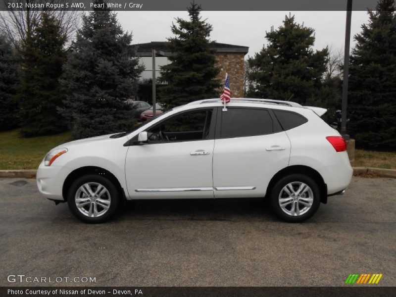 Pearl White / Gray 2012 Nissan Rogue S AWD