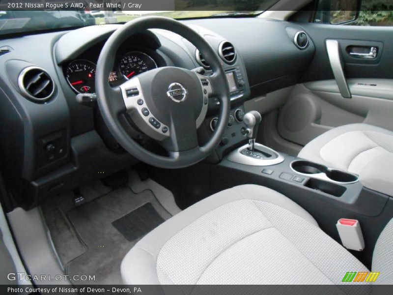 Pearl White / Gray 2012 Nissan Rogue S AWD