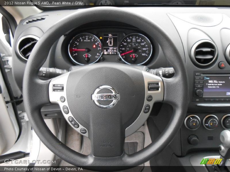 Pearl White / Gray 2012 Nissan Rogue S AWD