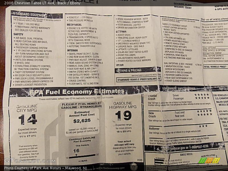 Black / Ebony 2008 Chevrolet Tahoe LT 4x4