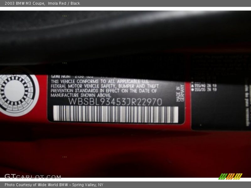 Imola Red / Black 2003 BMW M3 Coupe
