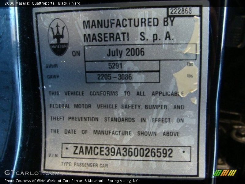 Black / Nero 2006 Maserati Quattroporte