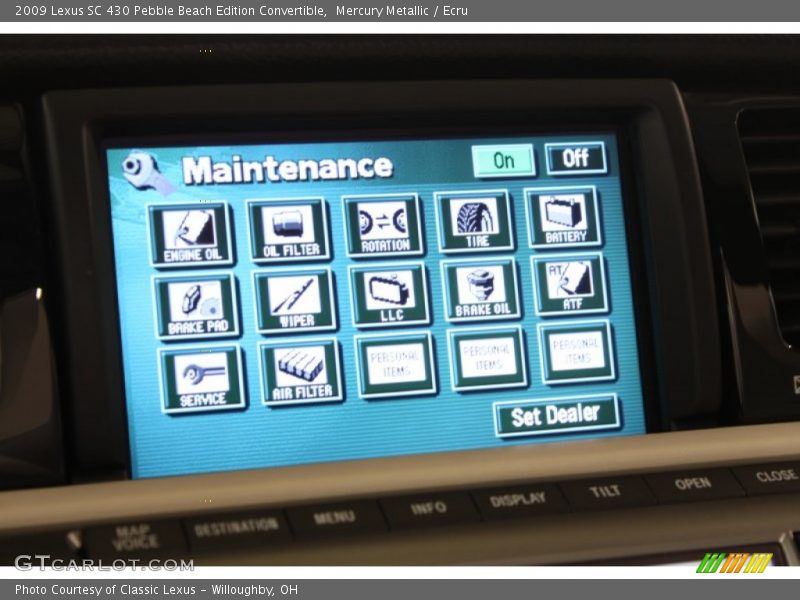 Controls of 2009 SC 430 Pebble Beach Edition Convertible