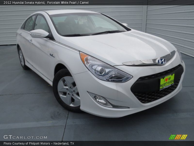 Porcelain White Pearl / Camel 2012 Hyundai Sonata Hybrid