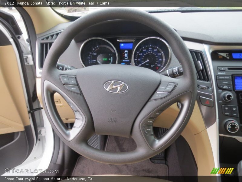 Porcelain White Pearl / Camel 2012 Hyundai Sonata Hybrid