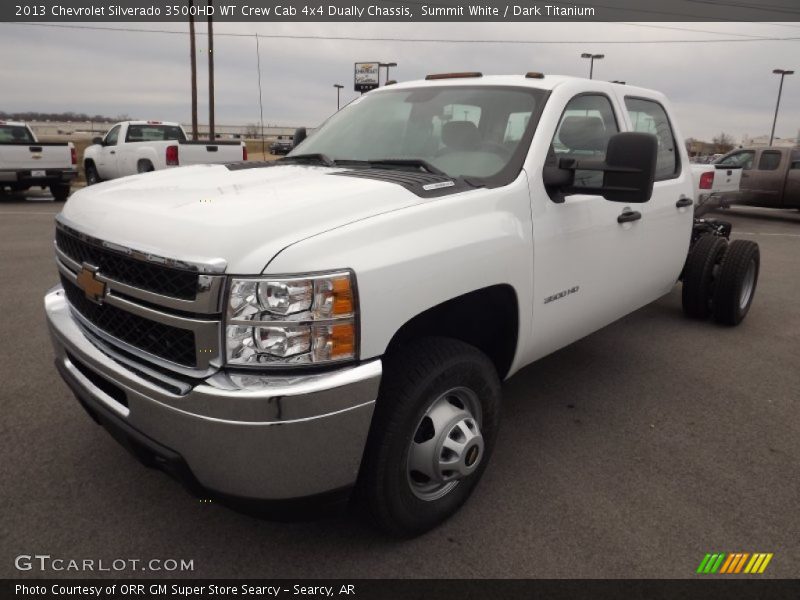 Summit White / Dark Titanium 2013 Chevrolet Silverado 3500HD WT Crew Cab 4x4 Dually Chassis