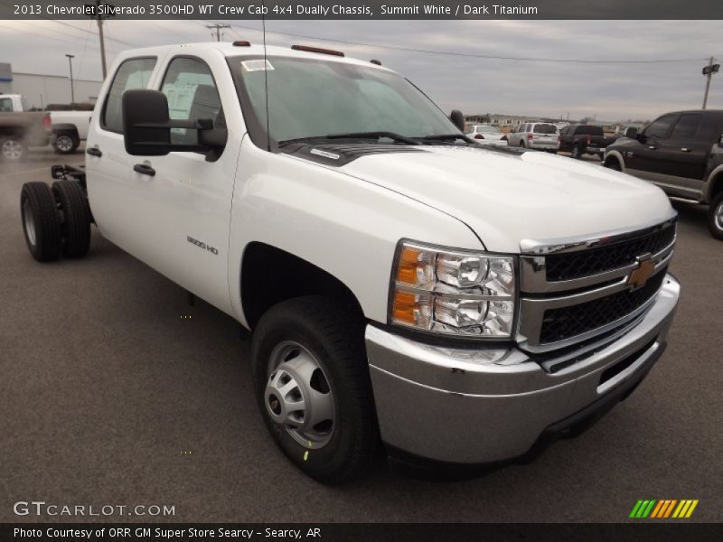 Front 3/4 View of 2013 Silverado 3500HD WT Crew Cab 4x4 Dually Chassis