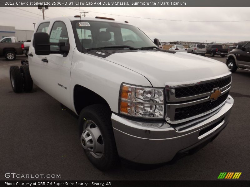 Summit White / Dark Titanium 2013 Chevrolet Silverado 3500HD WT Crew Cab 4x4 Dually Chassis