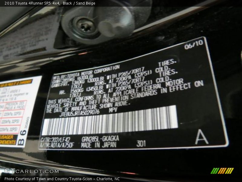 Black / Sand Beige 2010 Toyota 4Runner SR5 4x4