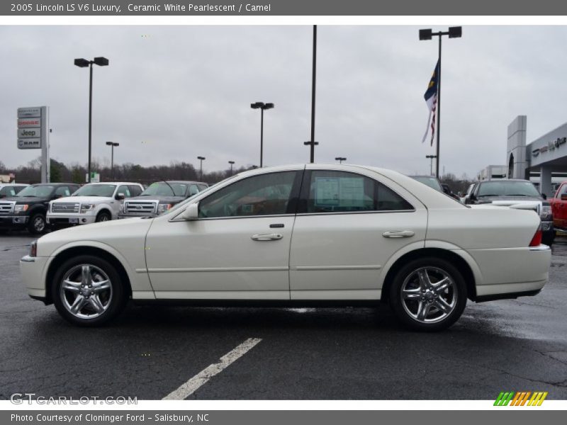 Ceramic White Pearlescent / Camel 2005 Lincoln LS V6 Luxury