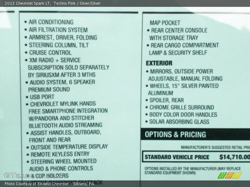  2013 Spark LT Window Sticker